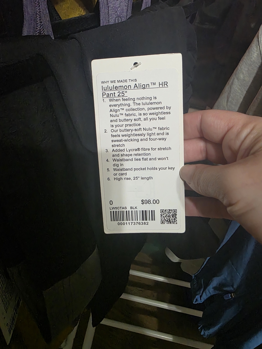 NWT Lululemon Align High-Rise Pant 25" Black Size 0 - Picture 5 of 5